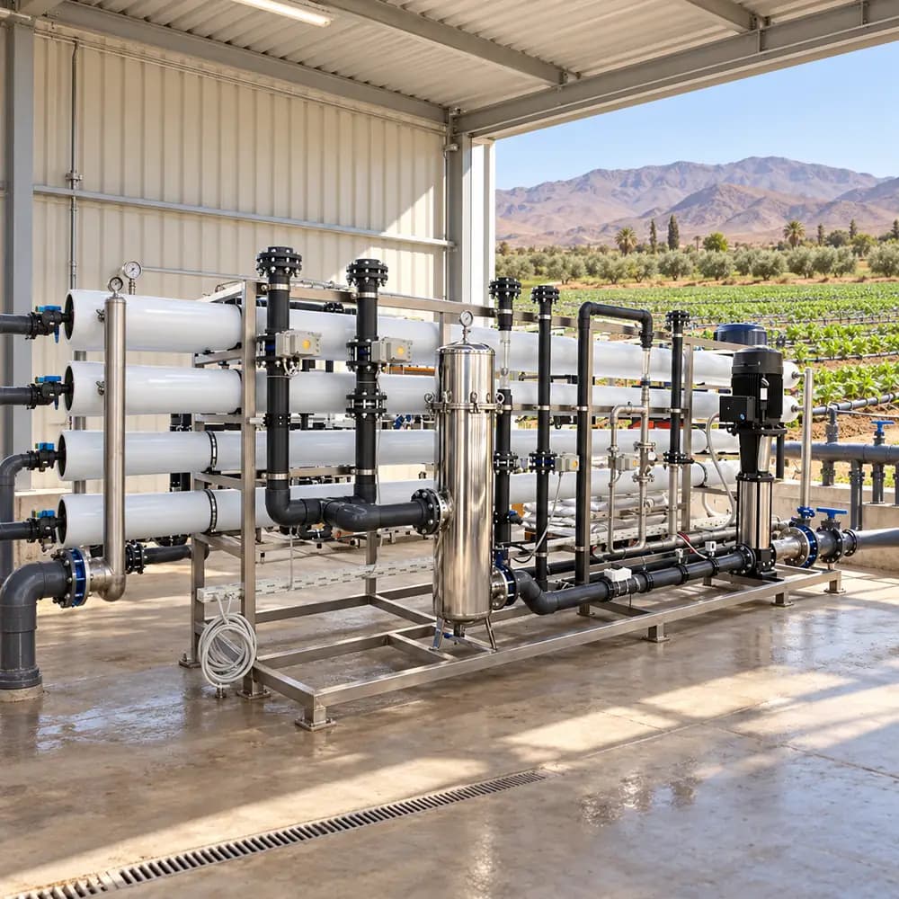 Traitement de l’eau d’irrigation dans une ferme au Maroc